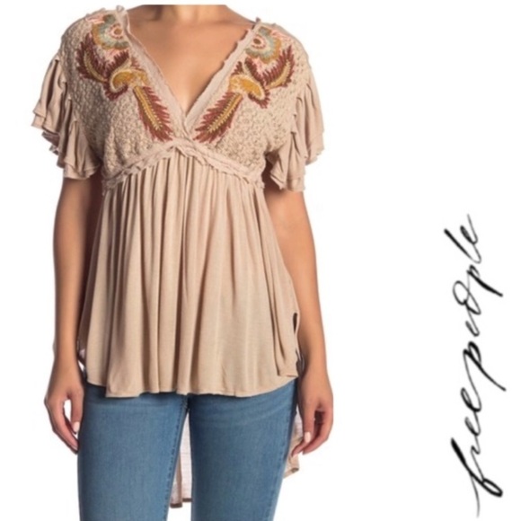[Free People] Tan Fiesta Nueva Tunic - Picture 1 of 8